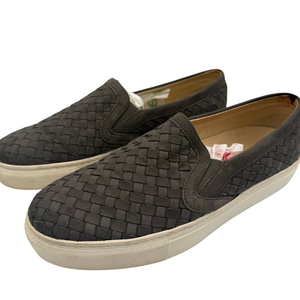 M.Gemi Classic Woven Leather Slip On Sneakers Gray Womens Size 40 Made In Italy